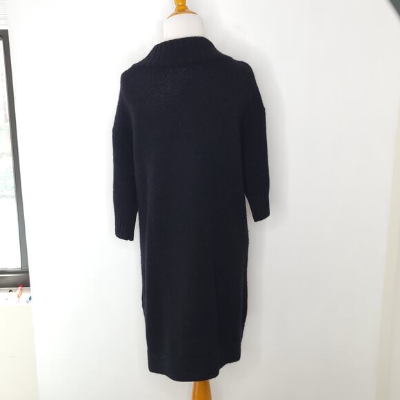 Vince Alpaca Wool Cashmere Longline Cardigan Black Snap Front Medium - Picture 3 of 14